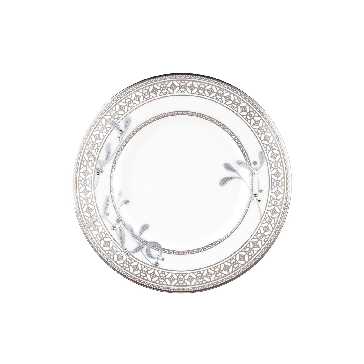Prouna Platinum Leaves Bread &amp; Butter Plate White Background Photo