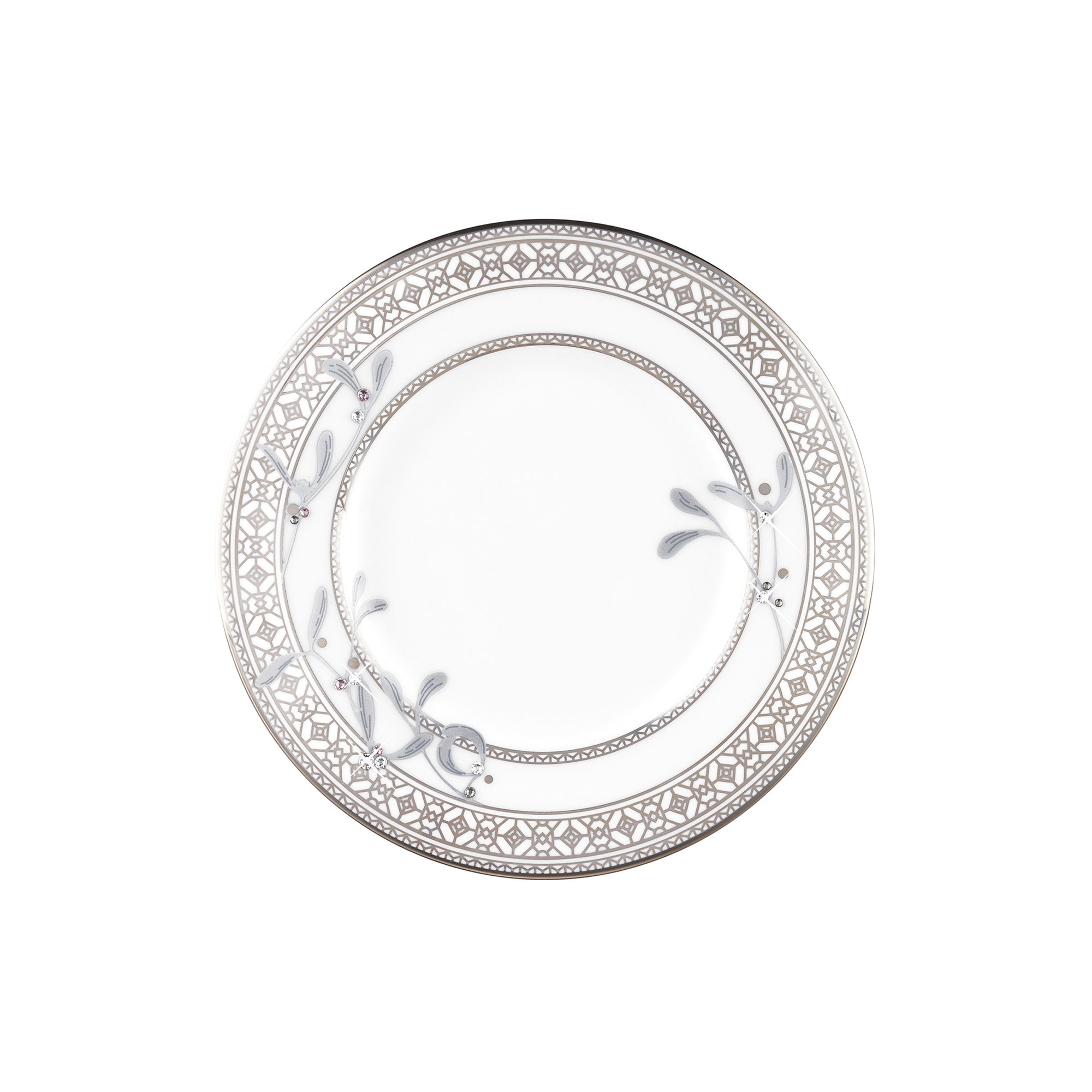 Prouna Platinum Leaves Bread & Butter Plate White Background Photo