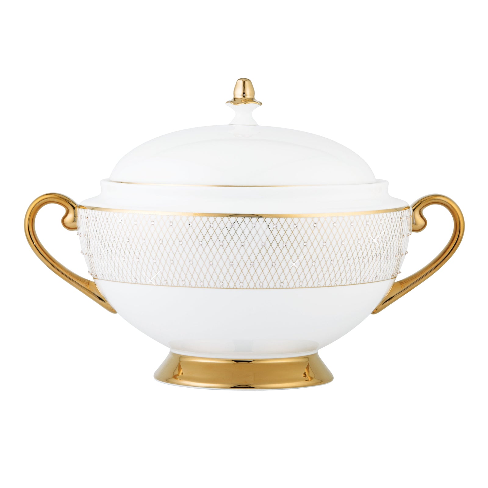 Prouna Princess Gold Covered Vegetable Bowl / Soup Tureen White Background Photo