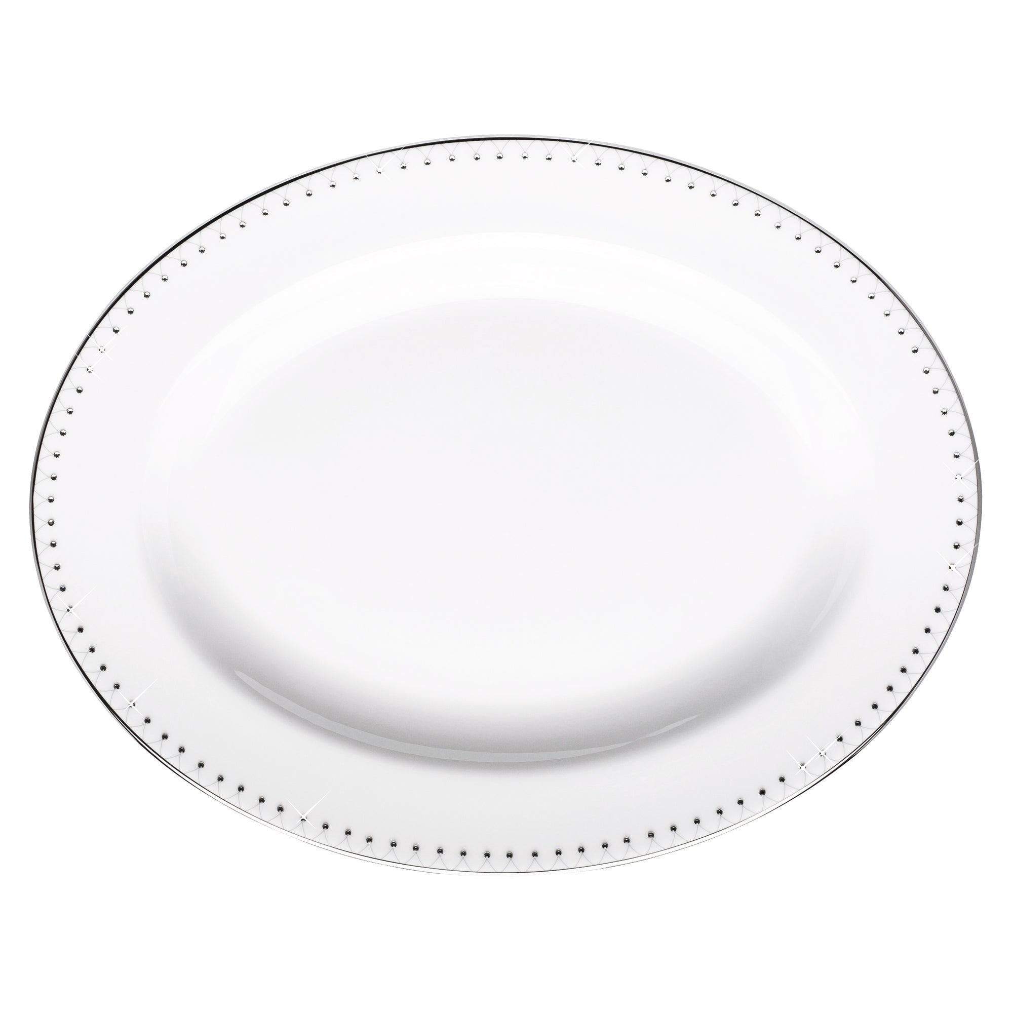 Prouna Princess Platinum 14" Oval Platter White Background Photo