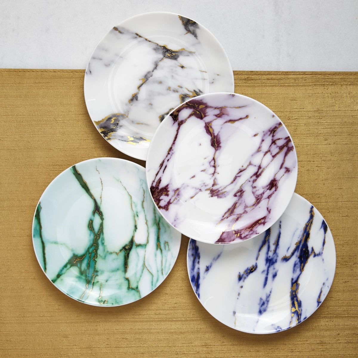 Prouna Marble Multi Color Set of 4, Assorted Canapé Plates Lifestyle Photo