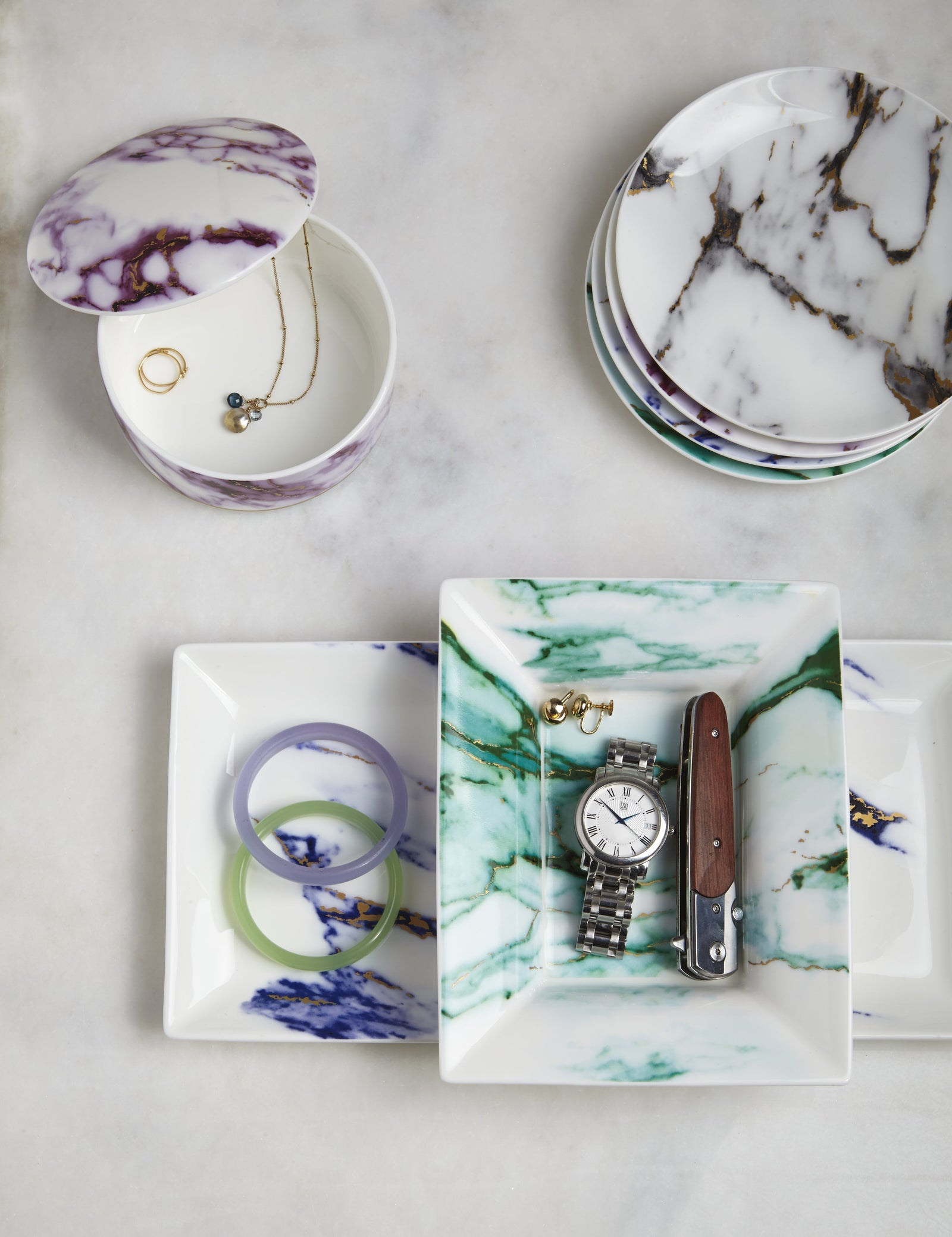 Prouna Marble Chianti Jewelry Box Open White Background Photo