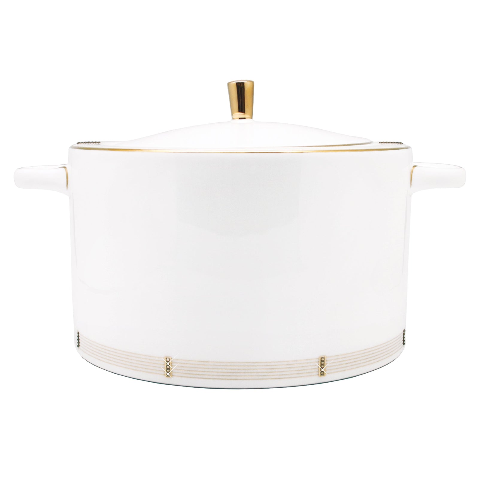 Prouna Regency Gold Covered Vegetable Bowl / Soup Tureen White Background Photo