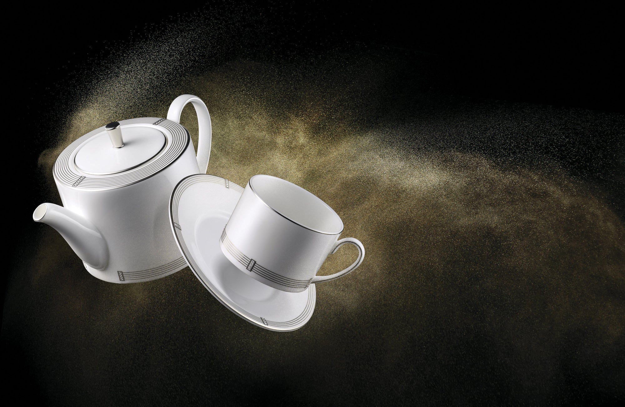 Prouna Regency Platinum Espresso Cup & Saucer White Background Photo