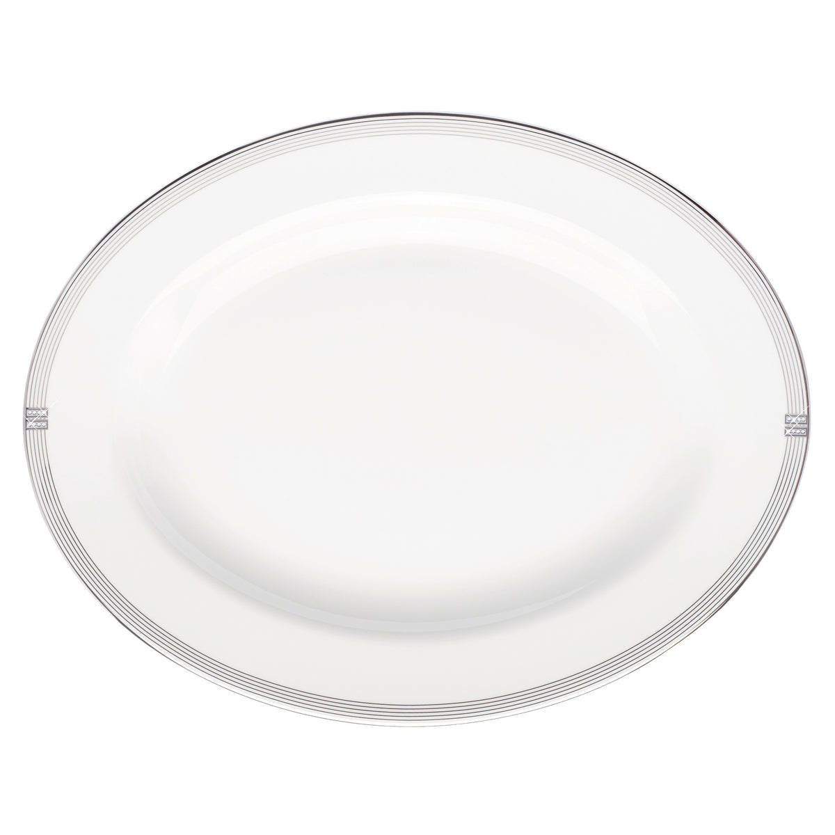 Prouna Regency Platinum 14&quot; Oval Platter White Background Photo