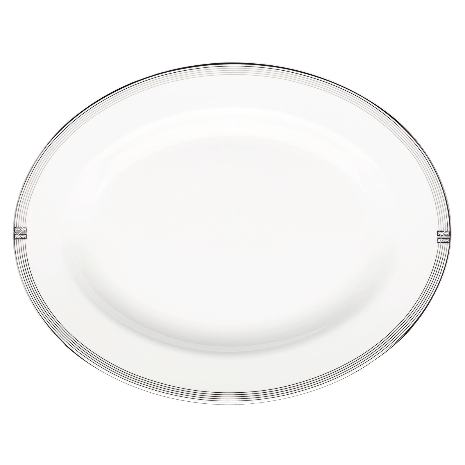 Prouna Regency Platinum 14" Oval Platter White Background Photo