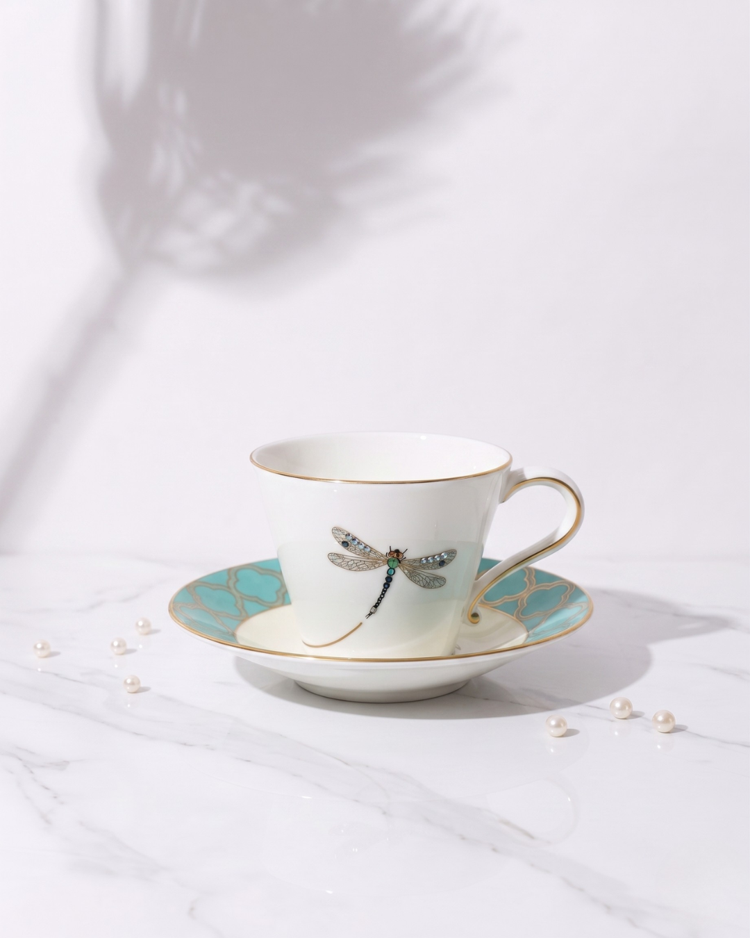 Prouna My Dragonfly Cup & Saucer White Background Photo
