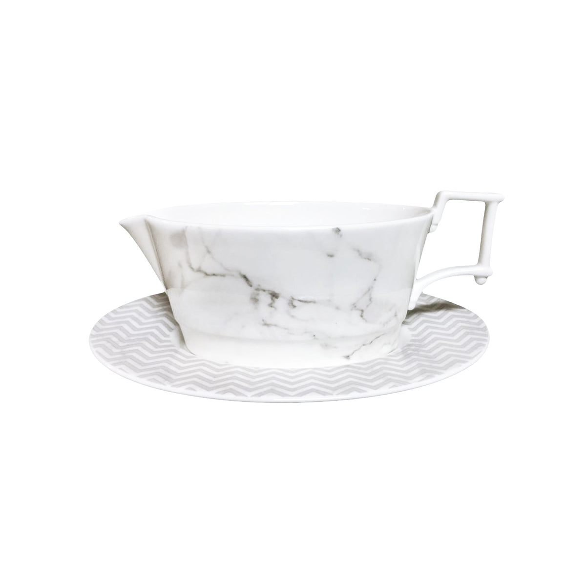 Prouna Villa Bianca Gravy Boat &amp; Saucer White Background Photo