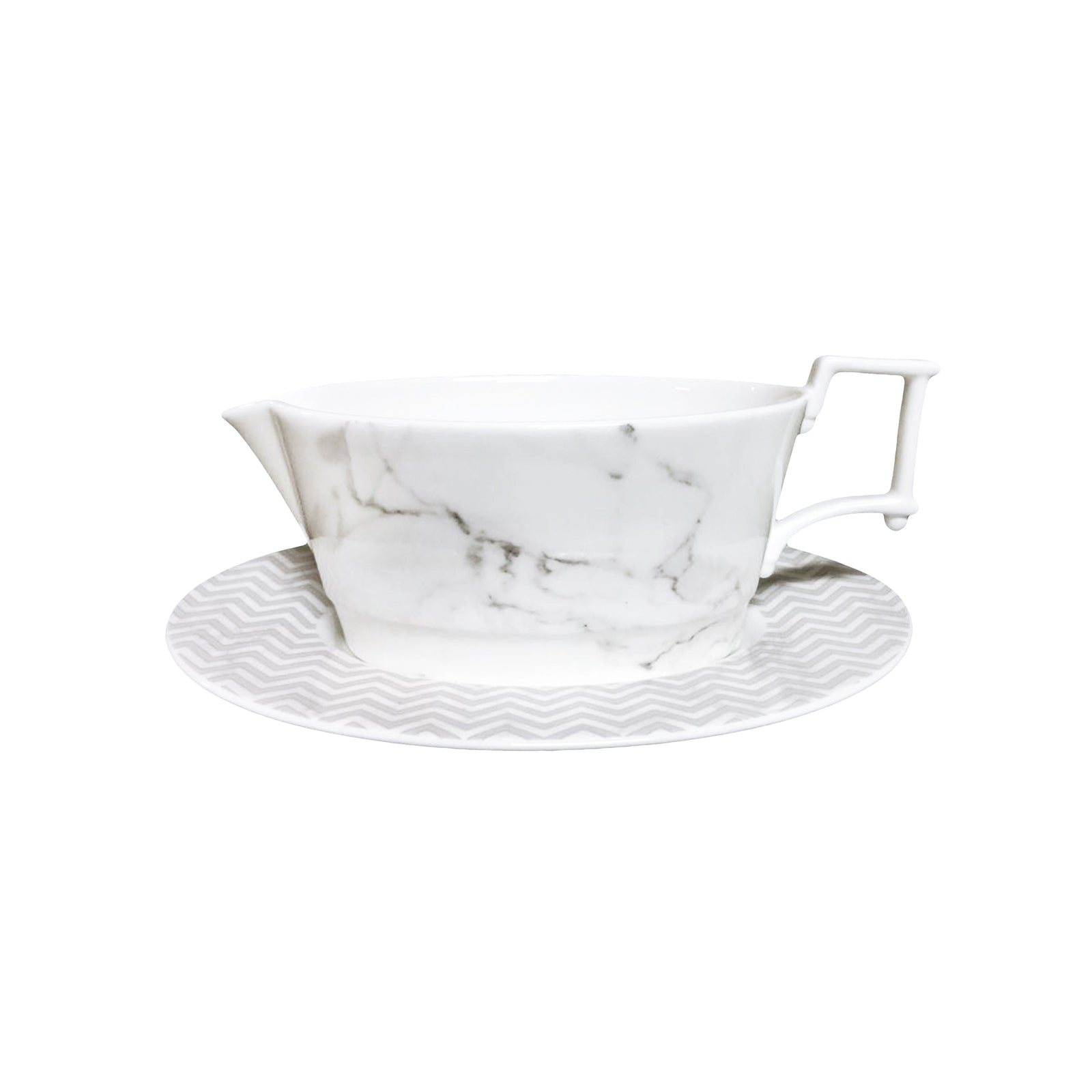 Prouna Villa Bianca Gravy Boat & Saucer White Background Photo
