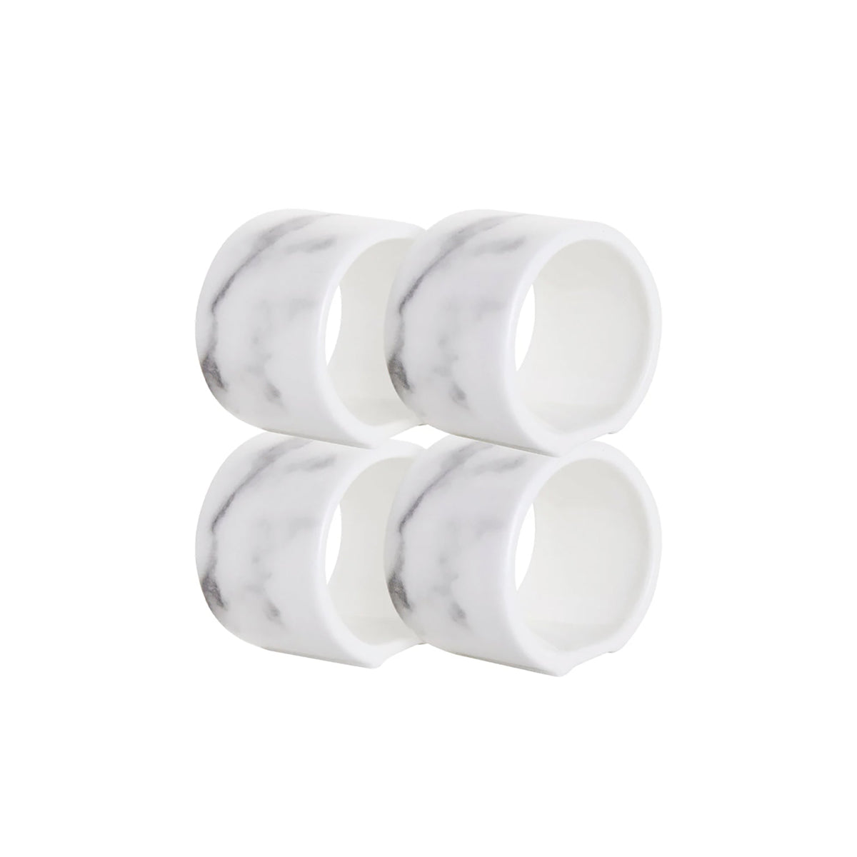 Prouna Villa Bianca Napkin Ring, Set of 4 White Background Photo