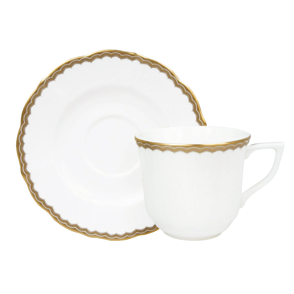 Prouna Antique Gold Tea Cup &amp; Saucer White Background Photo