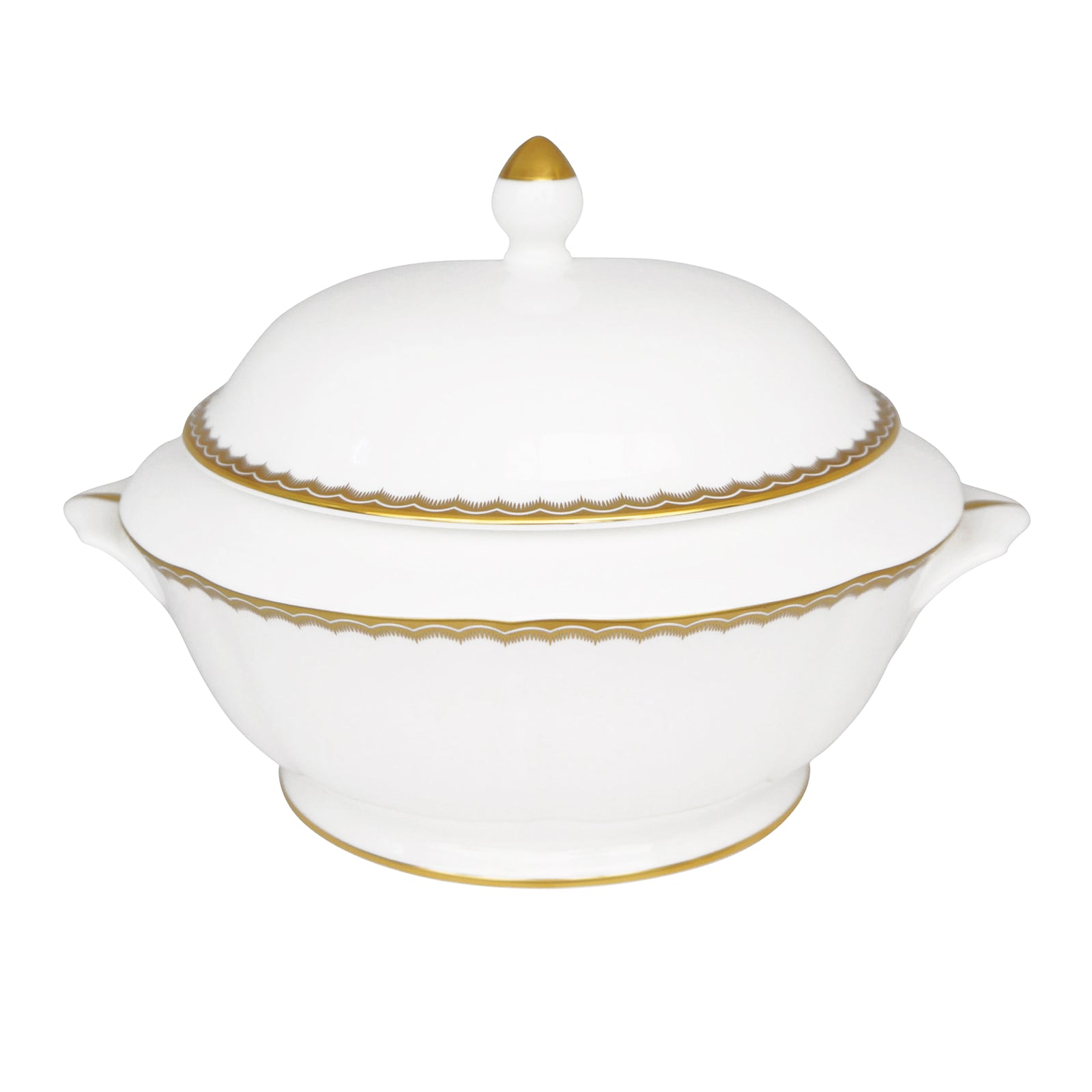 Prouna Antique Gold Covered Vegetable Bowl / Soup Tureen White Background Photo
