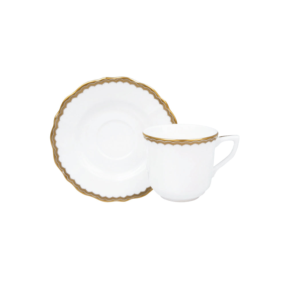 Prouna Antique Gold Espresso Cup &amp; Saucer White Background Photo