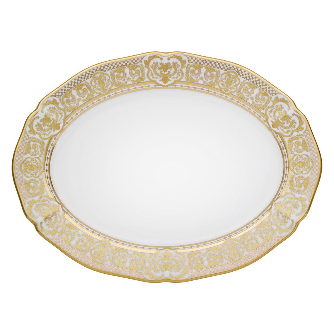 Prouna Carlsbad Queen White 14” Oval Platter White Background Photo