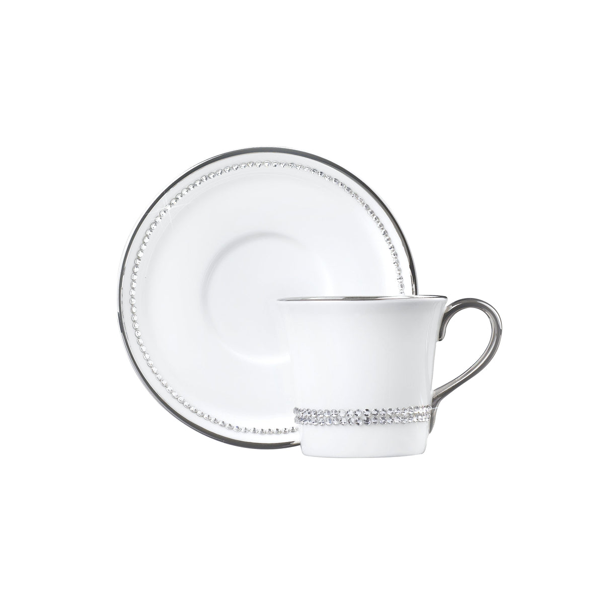 Prouna Chain Crystal Espresso Cup &amp; Saucer White Background Photo