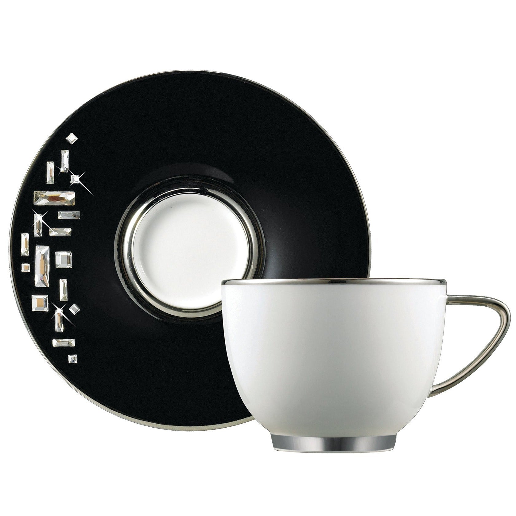 Prouna Diana Black / Platinum Espresso Cup & Saucer White Background Photo