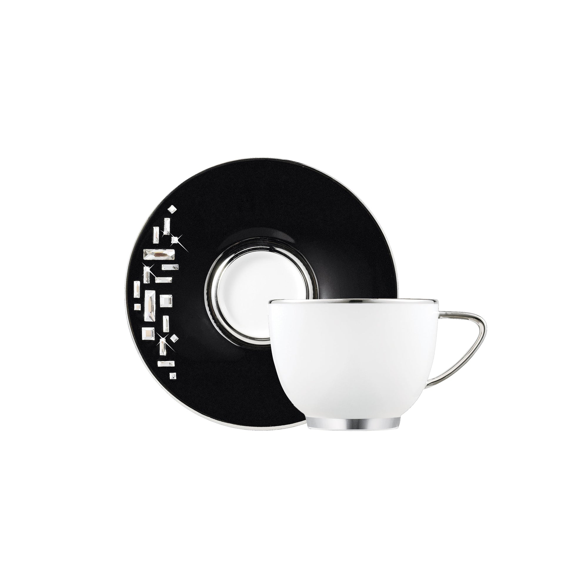 Prouna Diana Black / Platinum Espresso Cup & Saucer White Background Photo