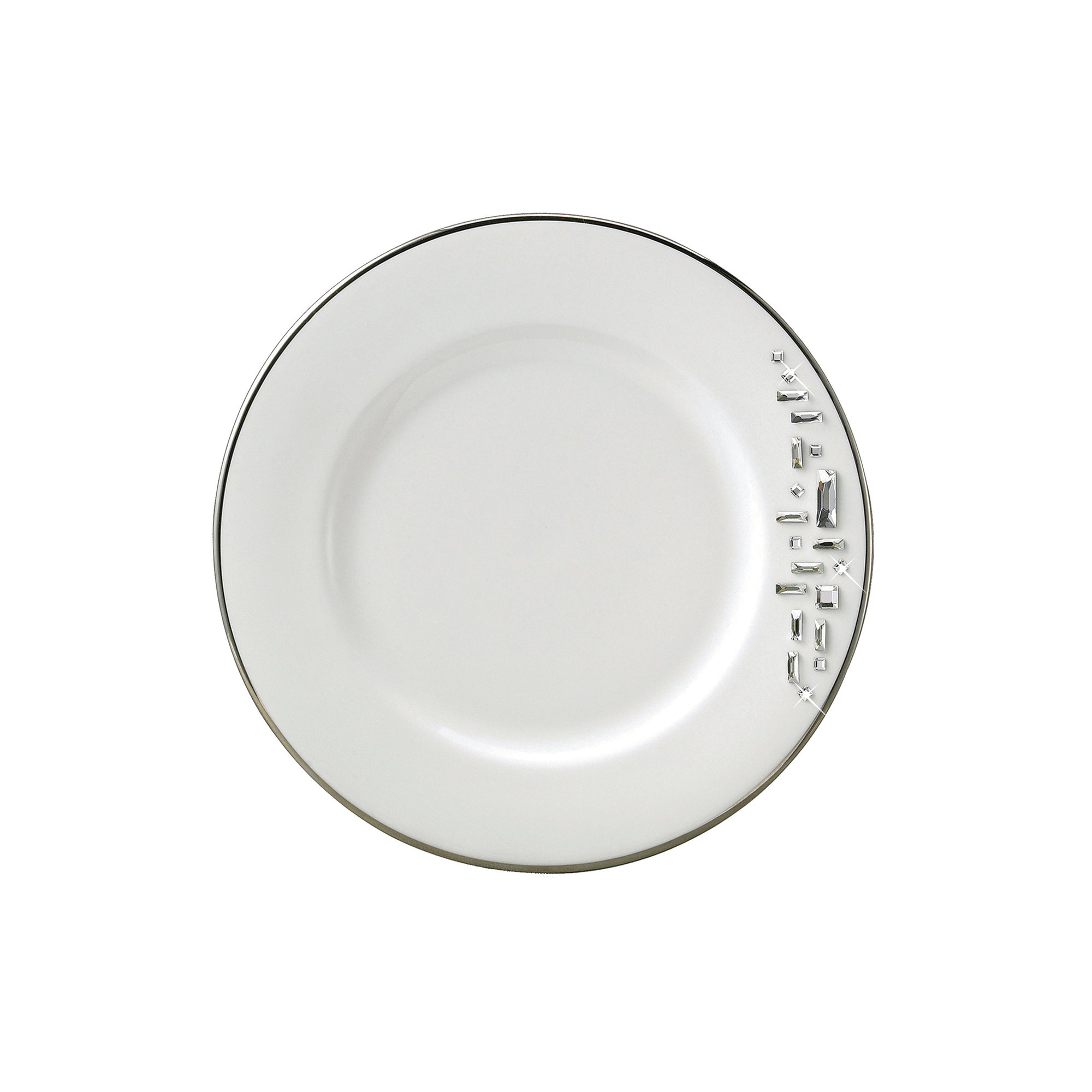 Prouna Diana Black / Platinum Salad / Dessert Plate w/ Crystals White Background Photo