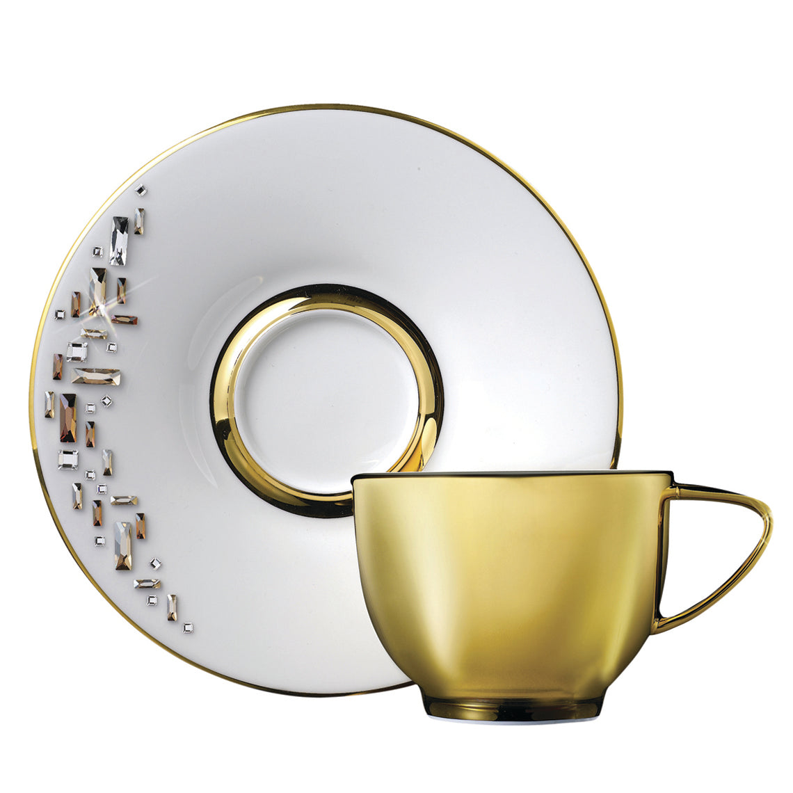 Prouna Diana Gold Espresso Cup & Saucer White Background Photo