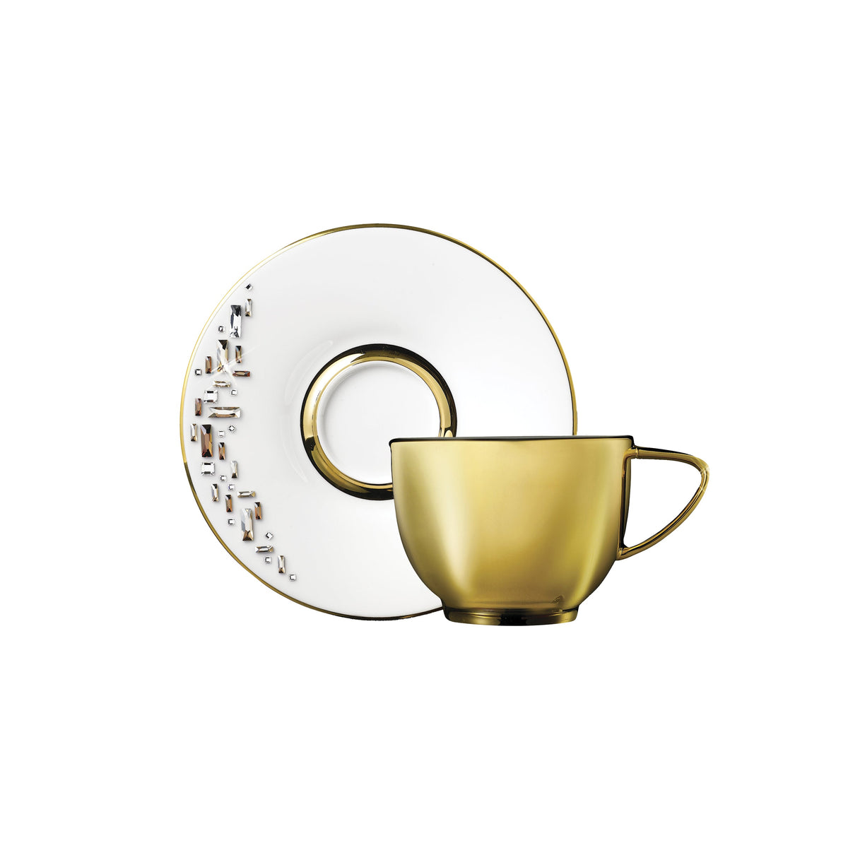 Prouna Diana Gold Espresso Cup &amp; Saucer White Background Photo