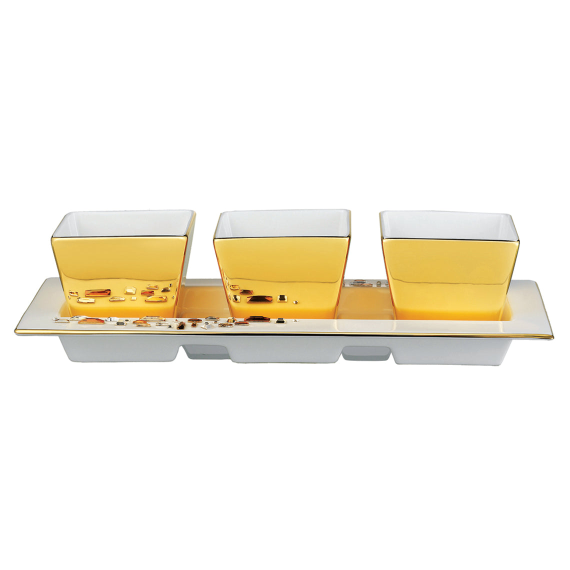 Prouna Diana Gold 3 Compartment Dish & Tray White Background Photo