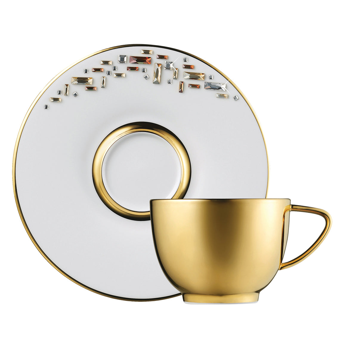 Prouna Diana Gold Cup & Saucer White Background Photo