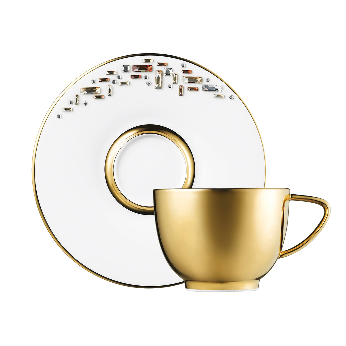 Prouna Diana Gold Cup &amp; Saucer White Background Photo