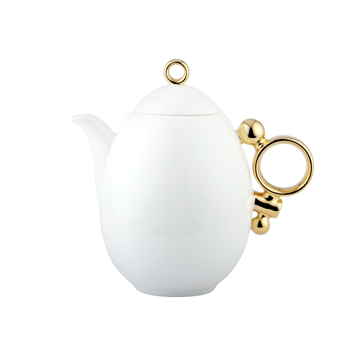 Prouna Geometrica Teapot with Gold Rim White Background Photo