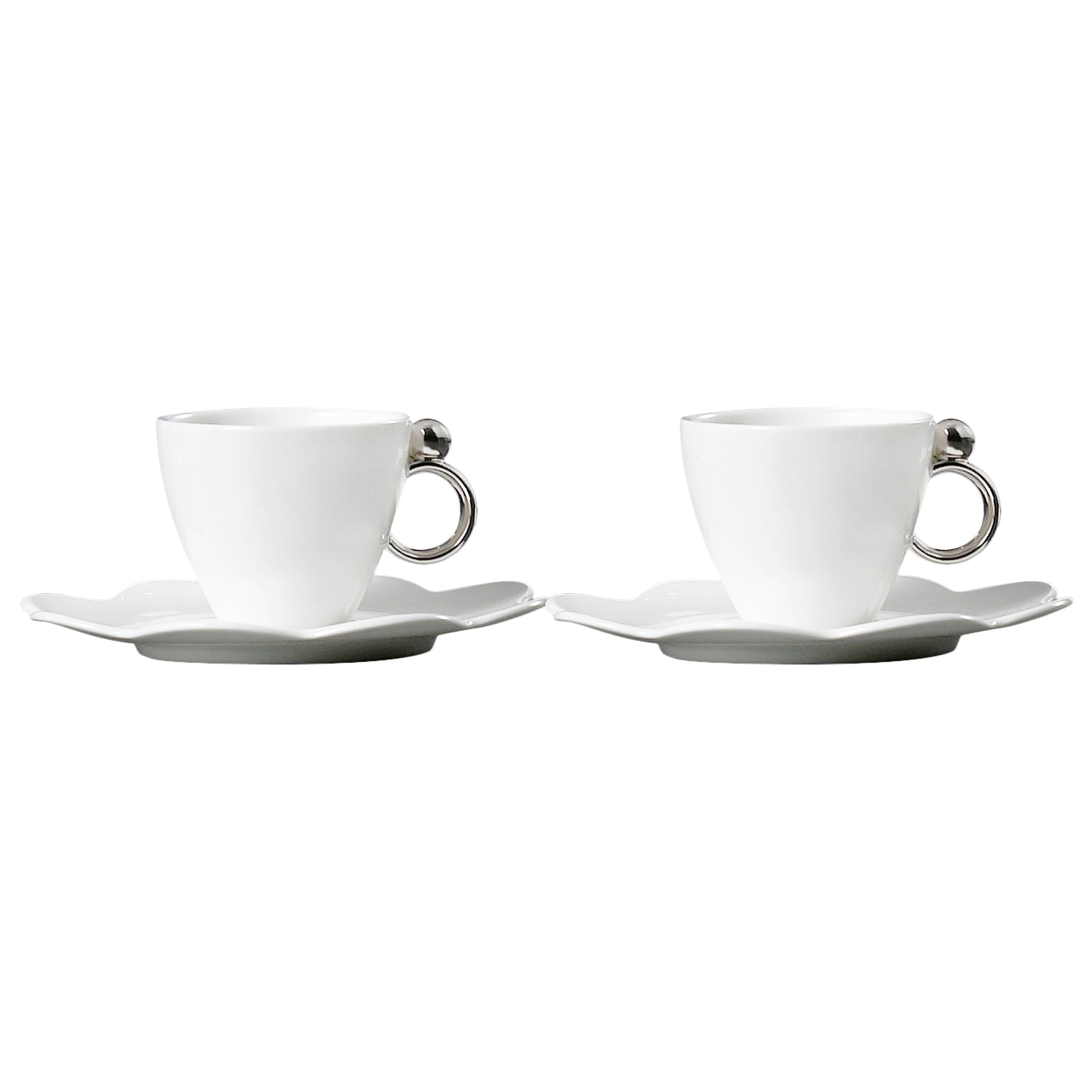 Prouna Geometrica Espresso Cup & Saucer with Gold Rim Set of 2 White Background Photo