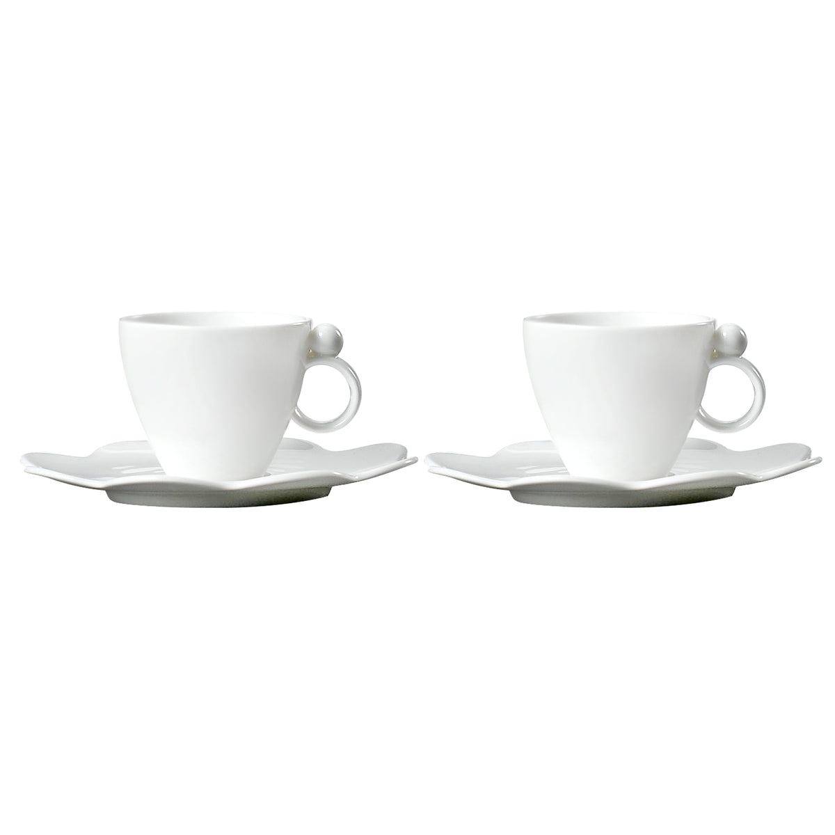 Prouna Geometrica Espresso Cup &amp; Saucer in White Set of 2 White Background Photo