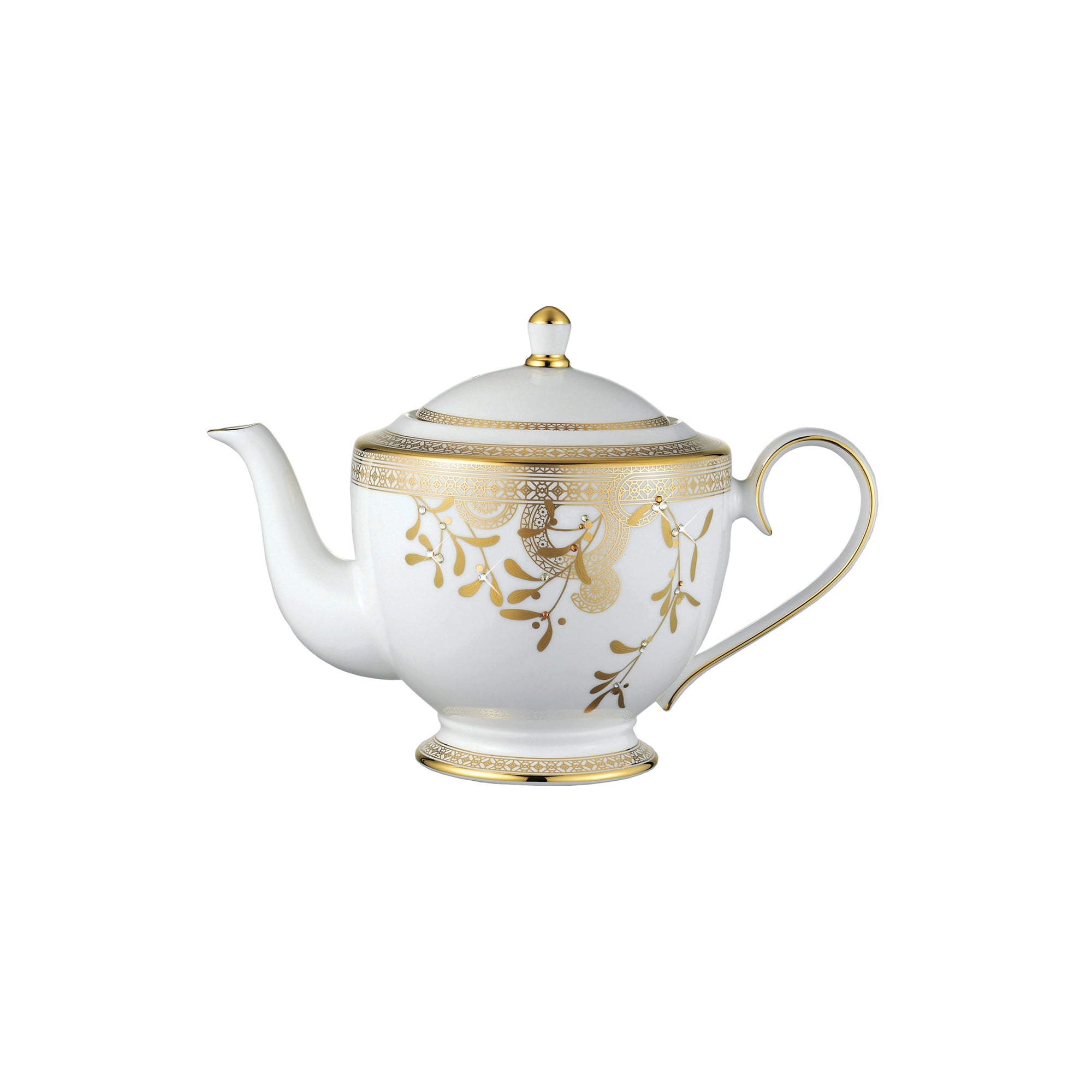 Prouna Golden Leaves Teapot White Background Photo