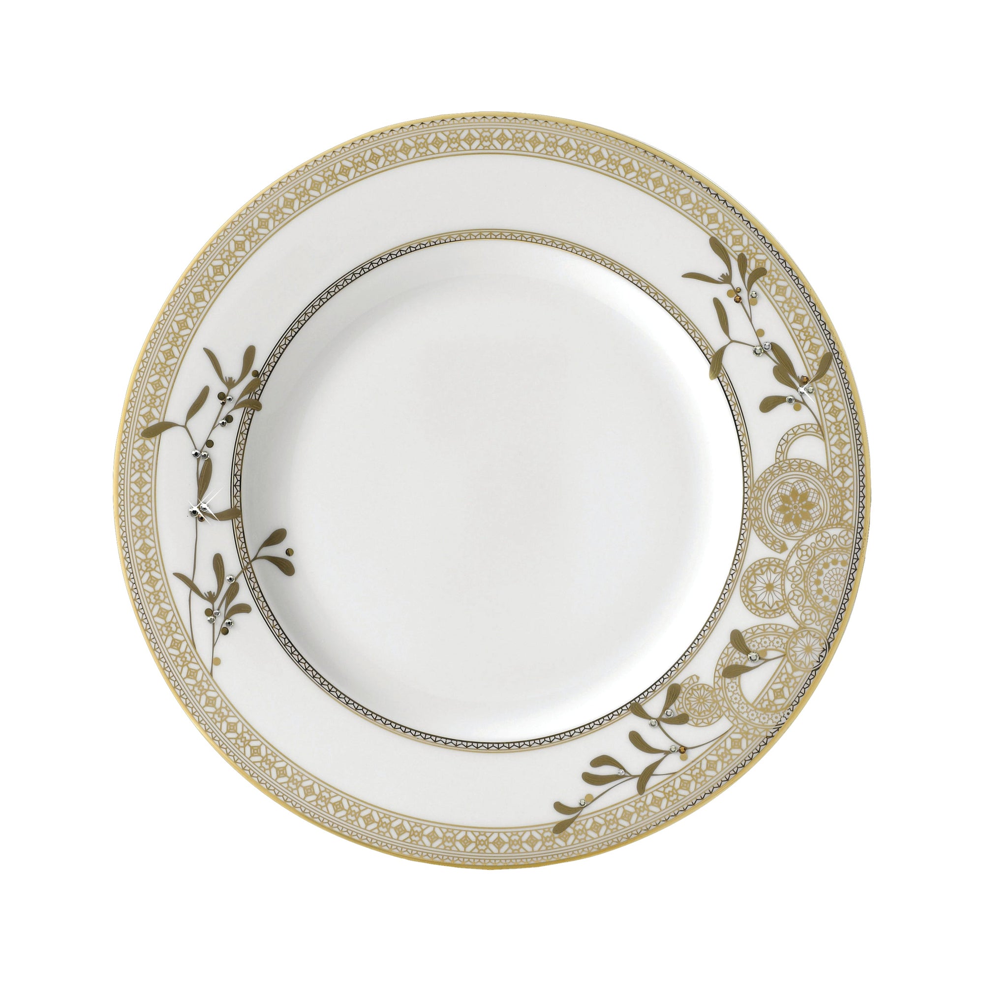 Prouna Golden Leaves Dinner Plate White Background Photo