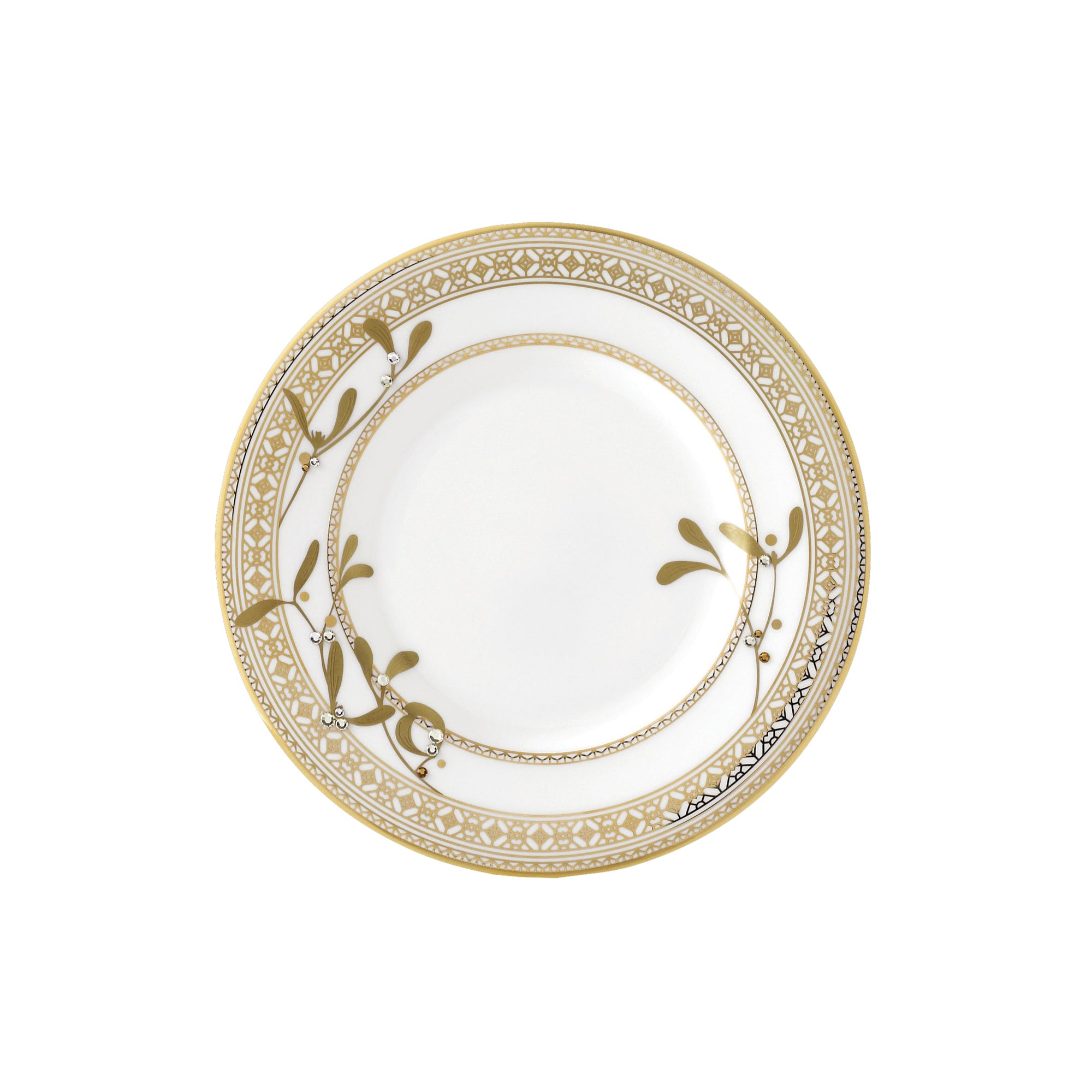 Prouna Golden Leaves Bread & Butter Plate White Background Photo
