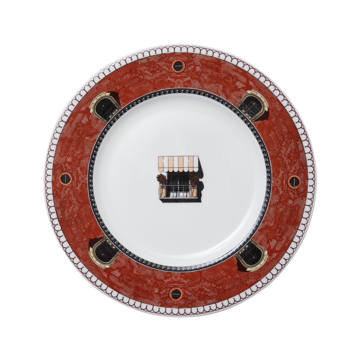 Decorative plate with a guitar design on a white background