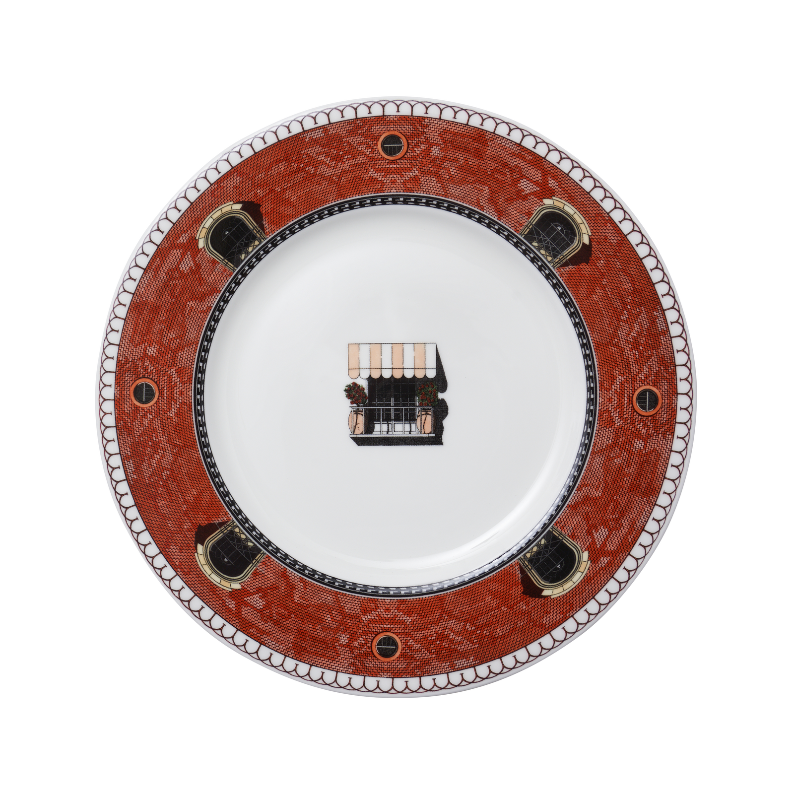 Decorative plate with a guitar design on a white background