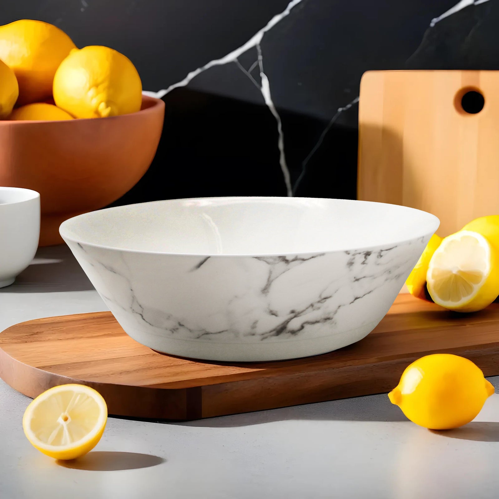 Prouna Villa Bianca Serving Bowl White Background Photo