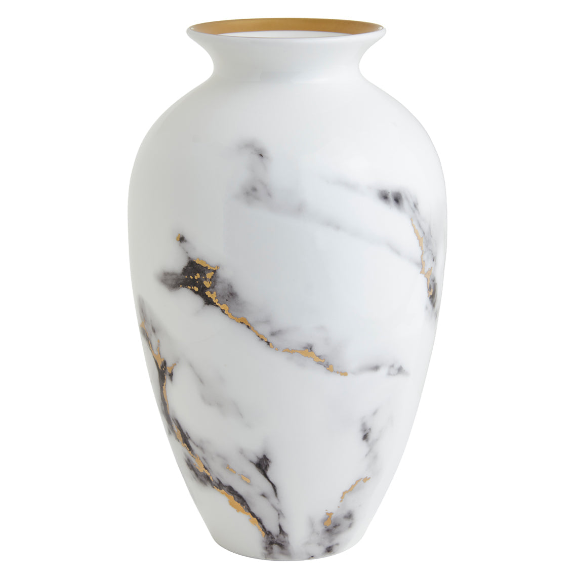 Prouna Marble Venice Fog 12" Urn Vase White Background Photo