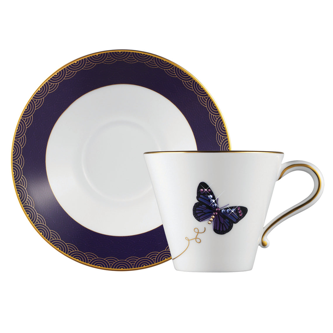 Prouna My Butterfly Teacup &amp; Saucer White Background Photo