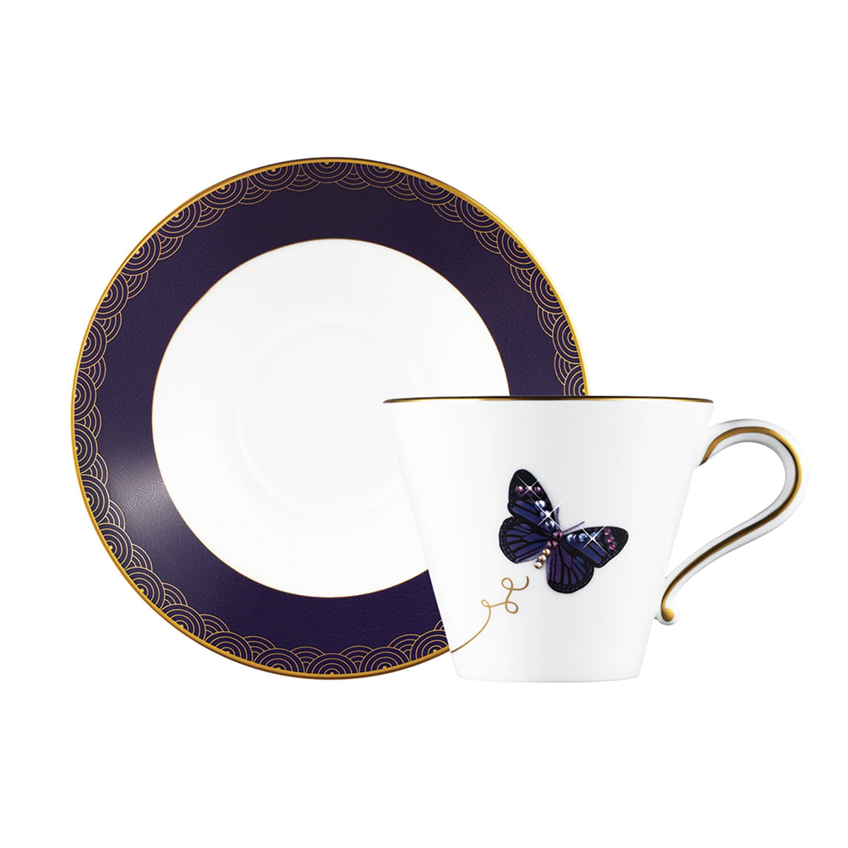 Prouna My Butterfly Teacup &amp; Saucer White Background Photo