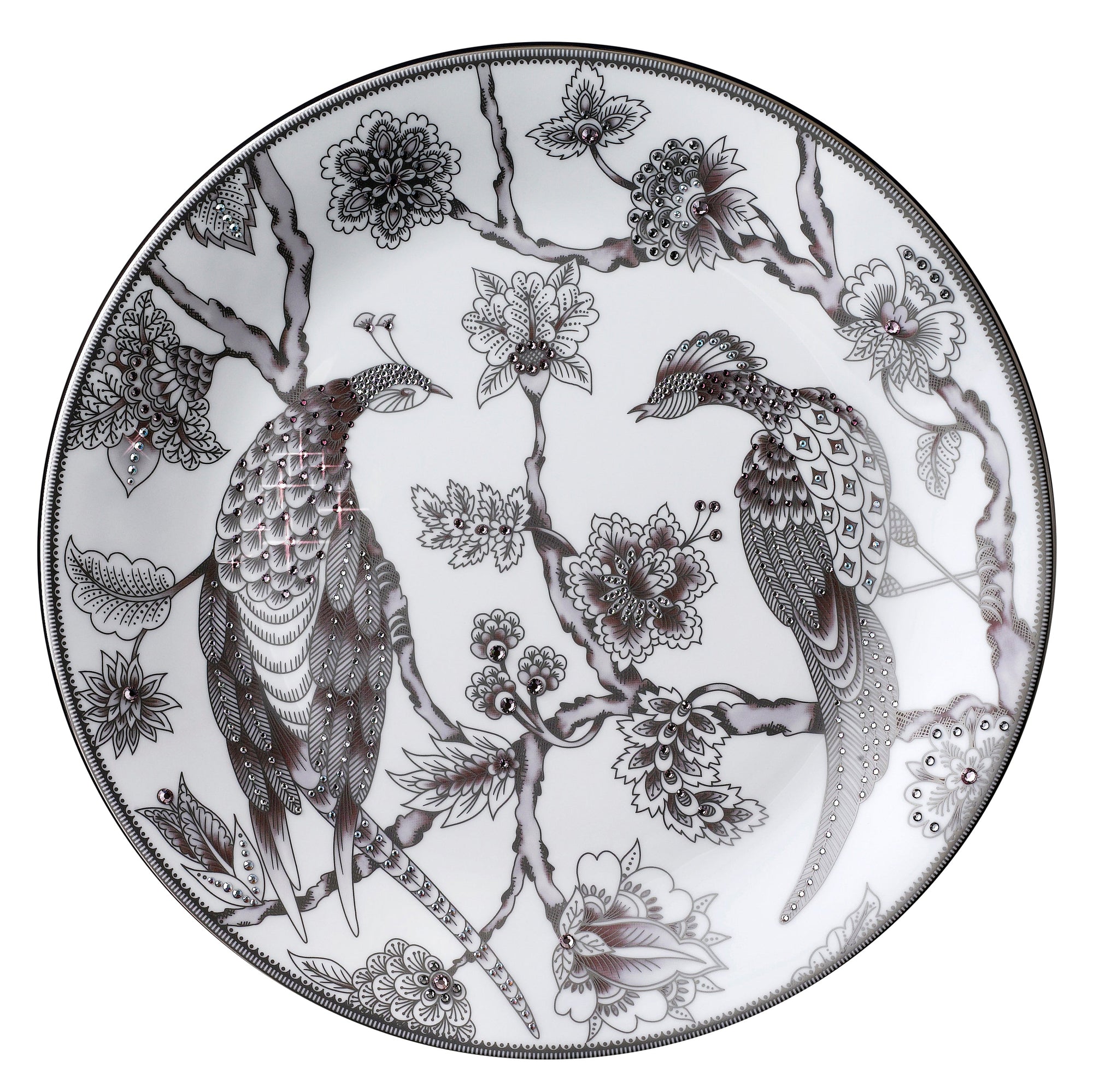 Prouna Pavo Silver Decorative Plate White Background Photo