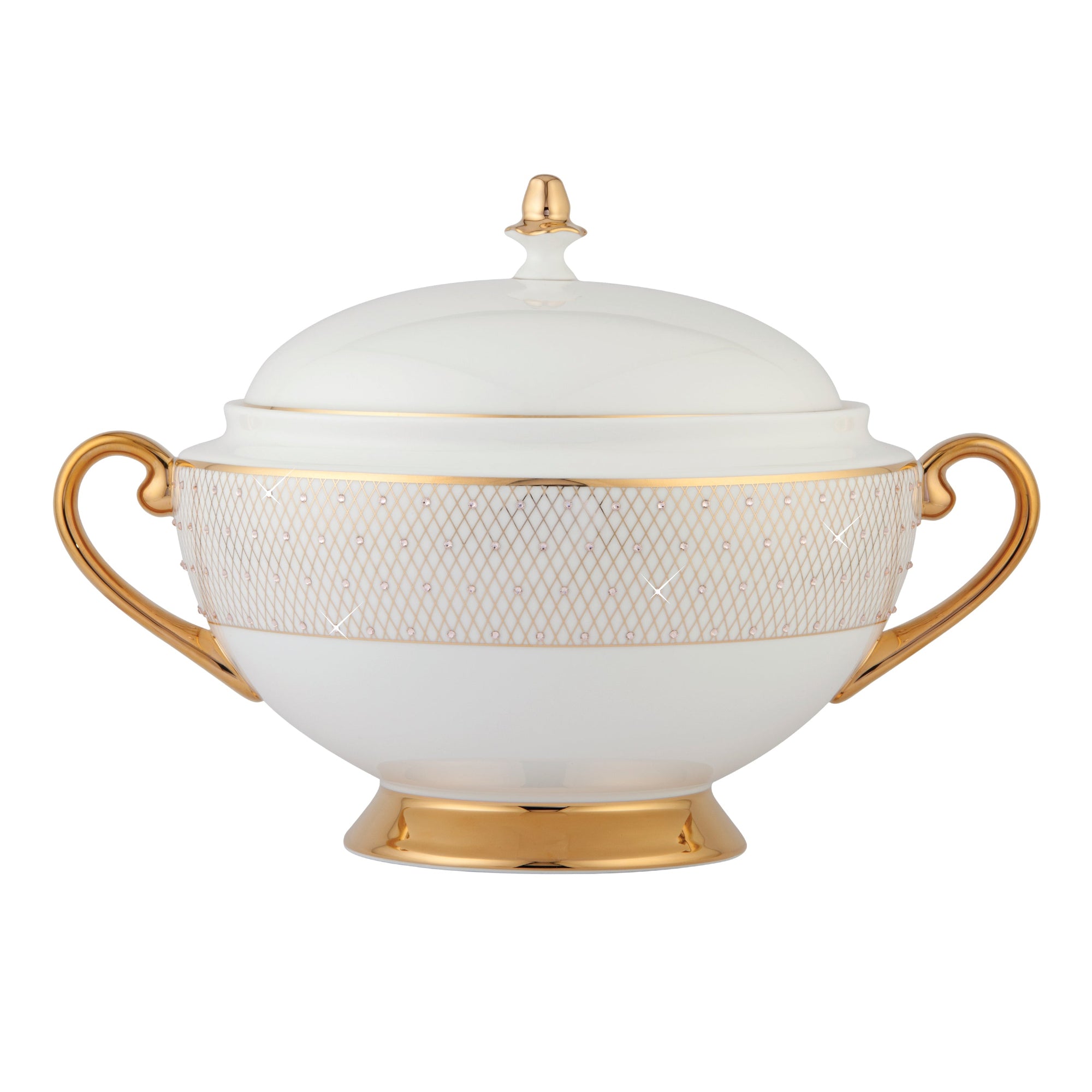 Prouna Princess Gold Covered Vegetable Bowl / Soup Tureen White Background Photo