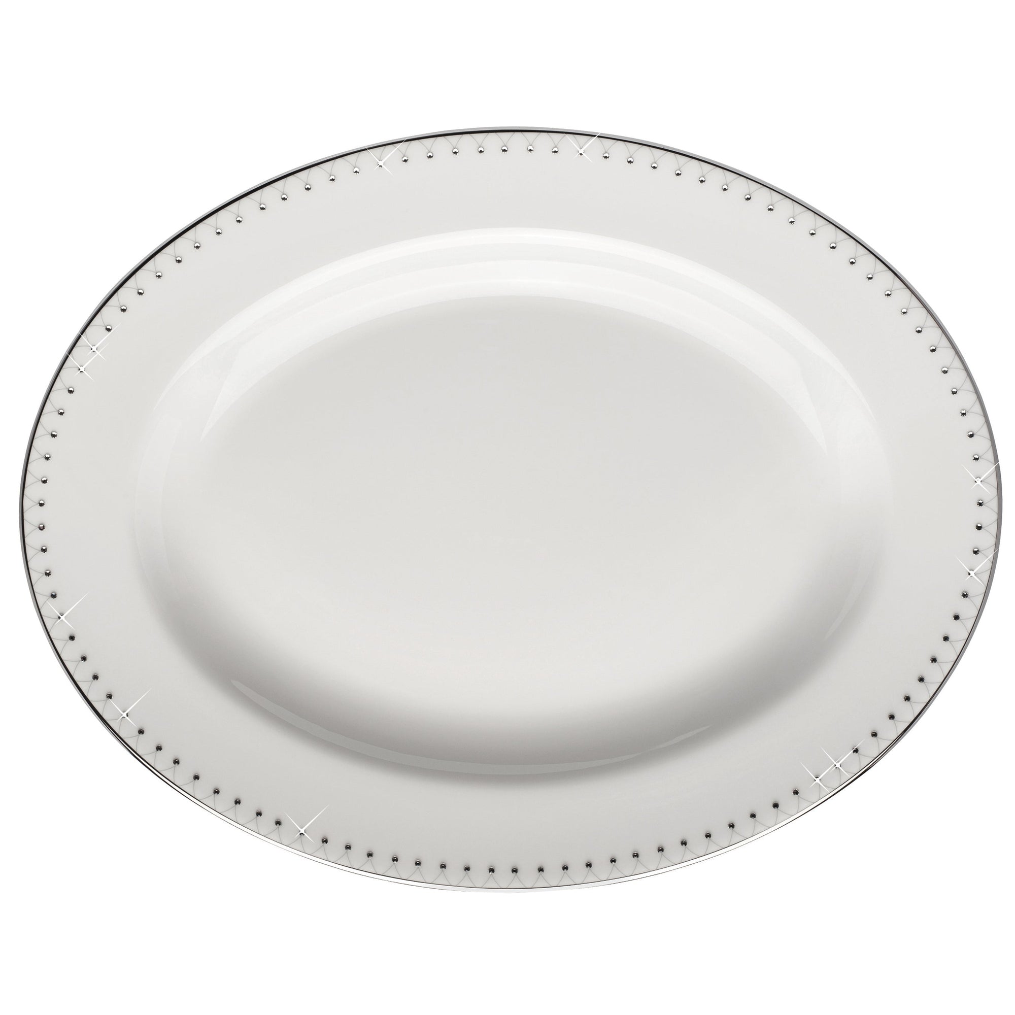 Prouna Princess Platinum 14" Oval Platter White Background Photo