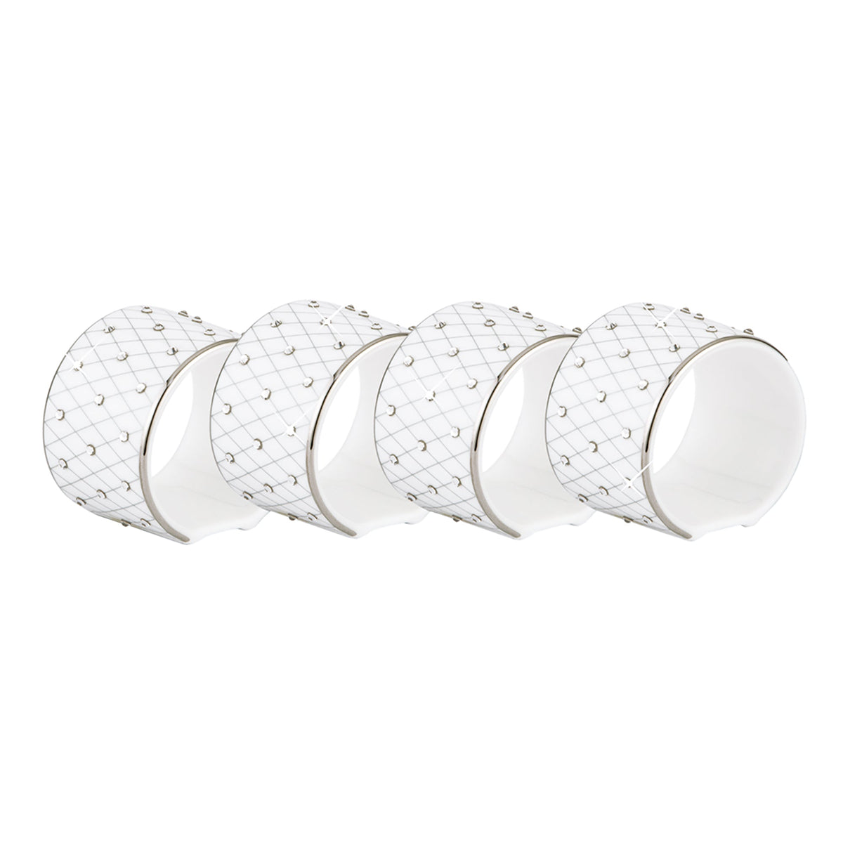 Prouna Princess Platinum Napkin Ring Set of 4 White Background Photo