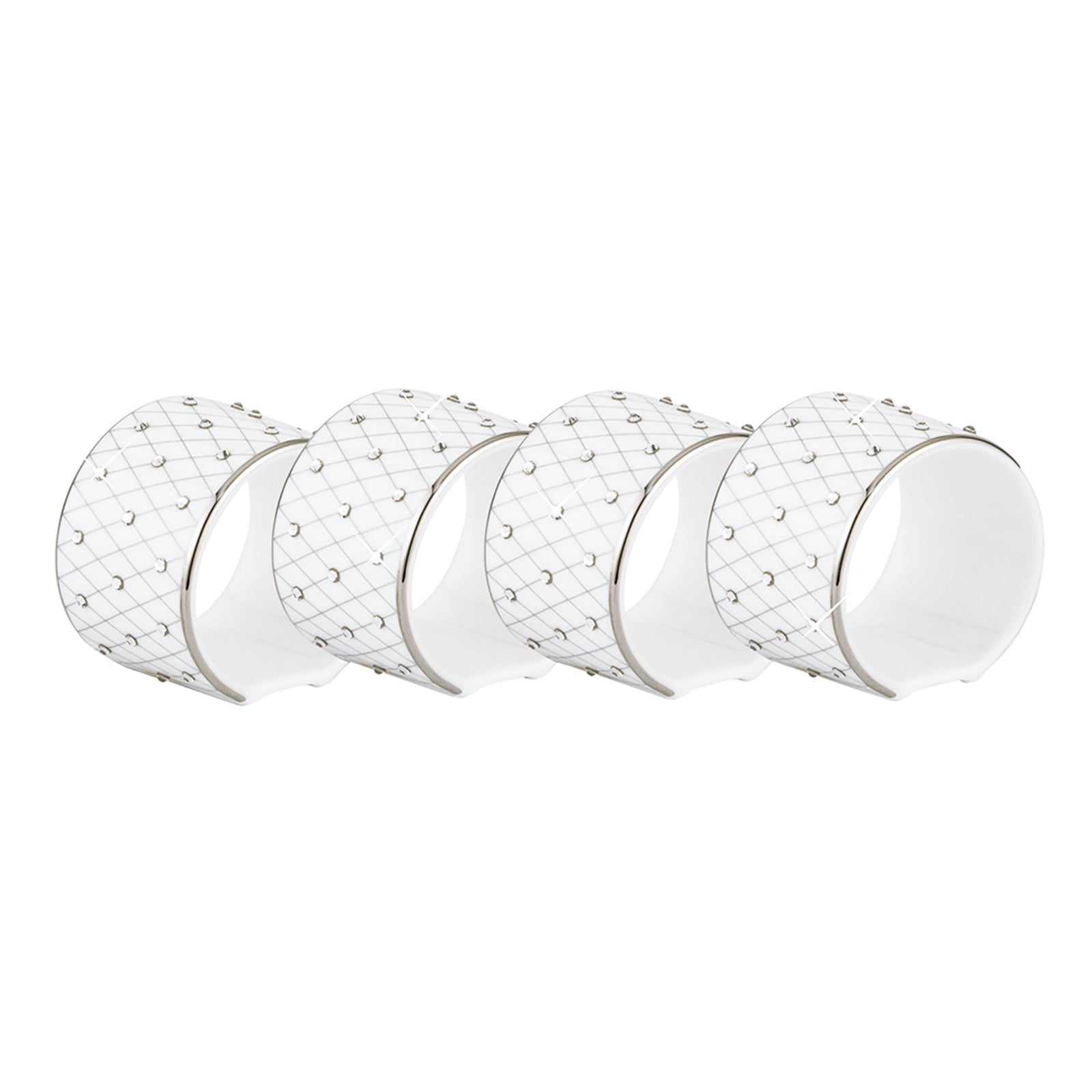 Prouna Princess Platinum Napkin Ring Set of 4 White Background Photo