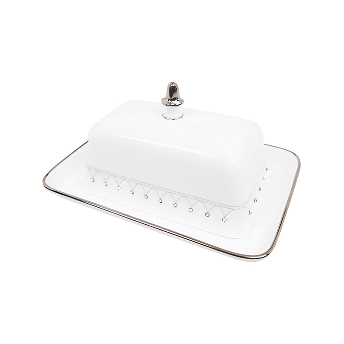 Prouna Princess Platinum Butter Dish White Background Photo