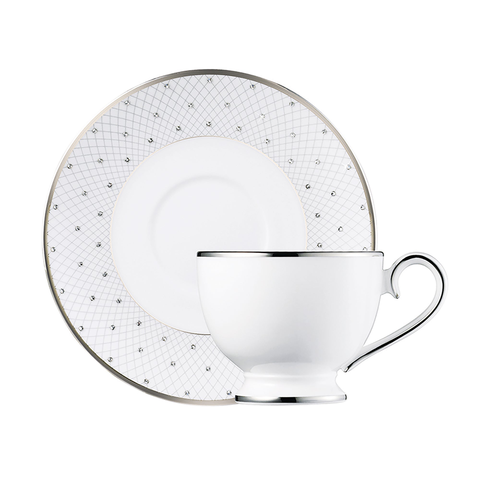 Prouna Princess Platinum Tea Cup & Saucer White Background Photo