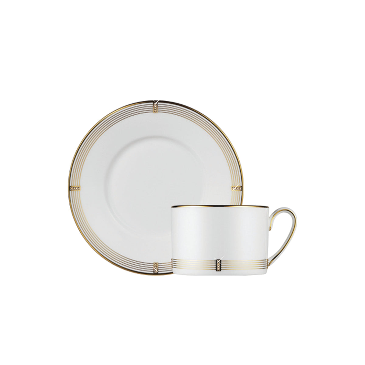 Prouna Regency Gold Tea Cup &amp; Saucer White Background Photo