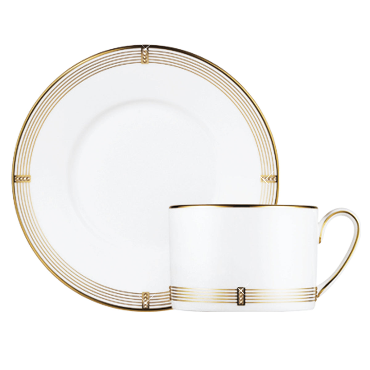 Prouna Regency Gold Tea Cup &amp; Saucer White Background Photo