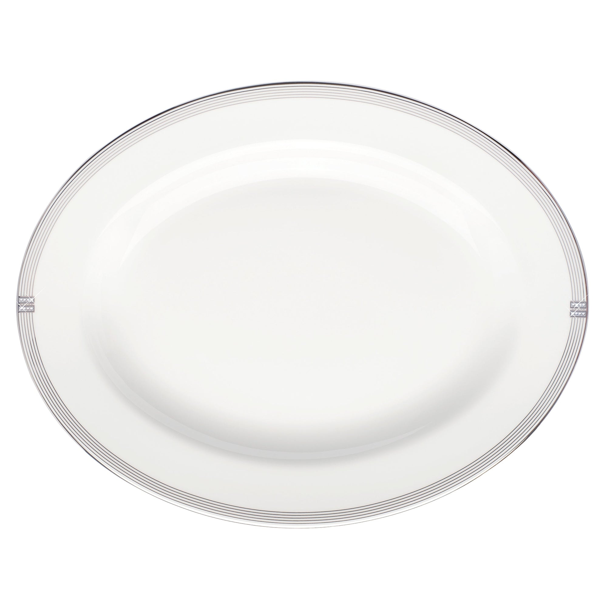Prouna Regency Platinum 14" Oval Platter White Background Photo