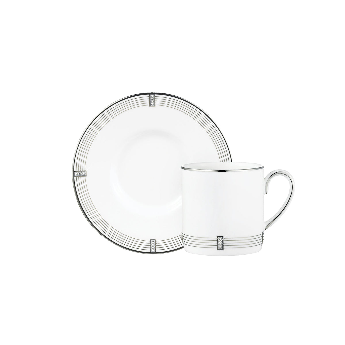 Prouna Regency Platinum Espresso Cup &amp; Saucer White Background Photo